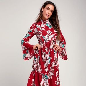 Lulu's Red Floral Dress